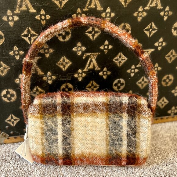 Anine Bing Nico Bag Purse in Oatmeal Plaid, NEW - Picture 2 of 4